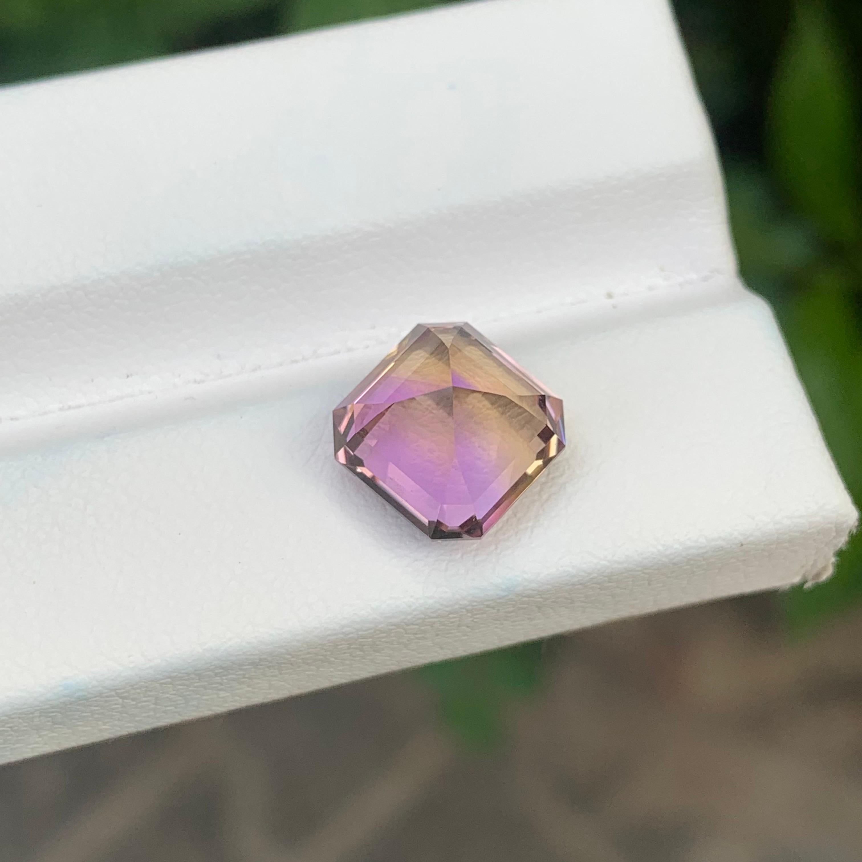 Arts and Crafts 4.85 Carat Natural Loose Ametrine Square Shape Bolivian Gemstone For Sale