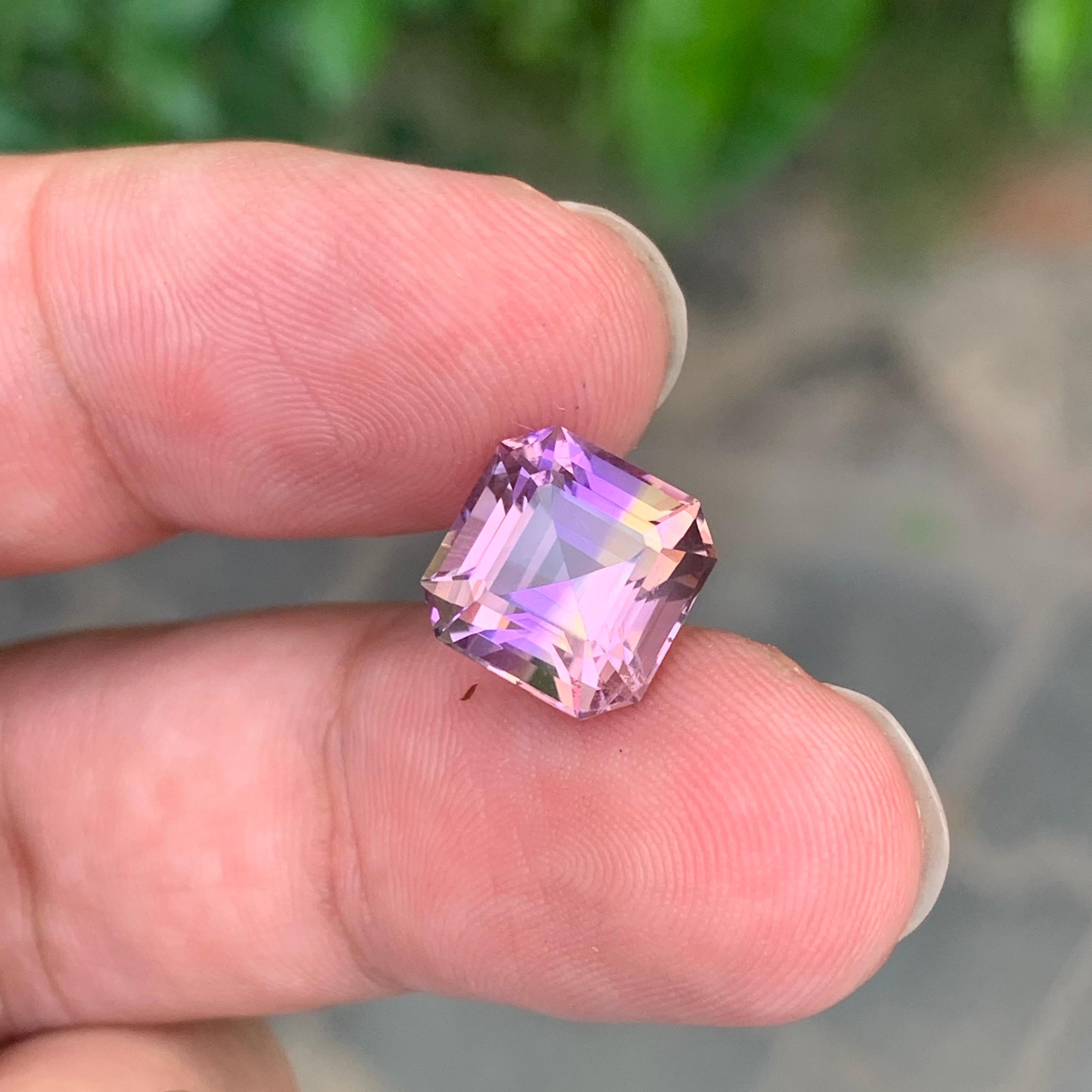 Square Cut 4.85 Carat Natural Loose Ametrine Square Shape Bolivian Gemstone For Sale