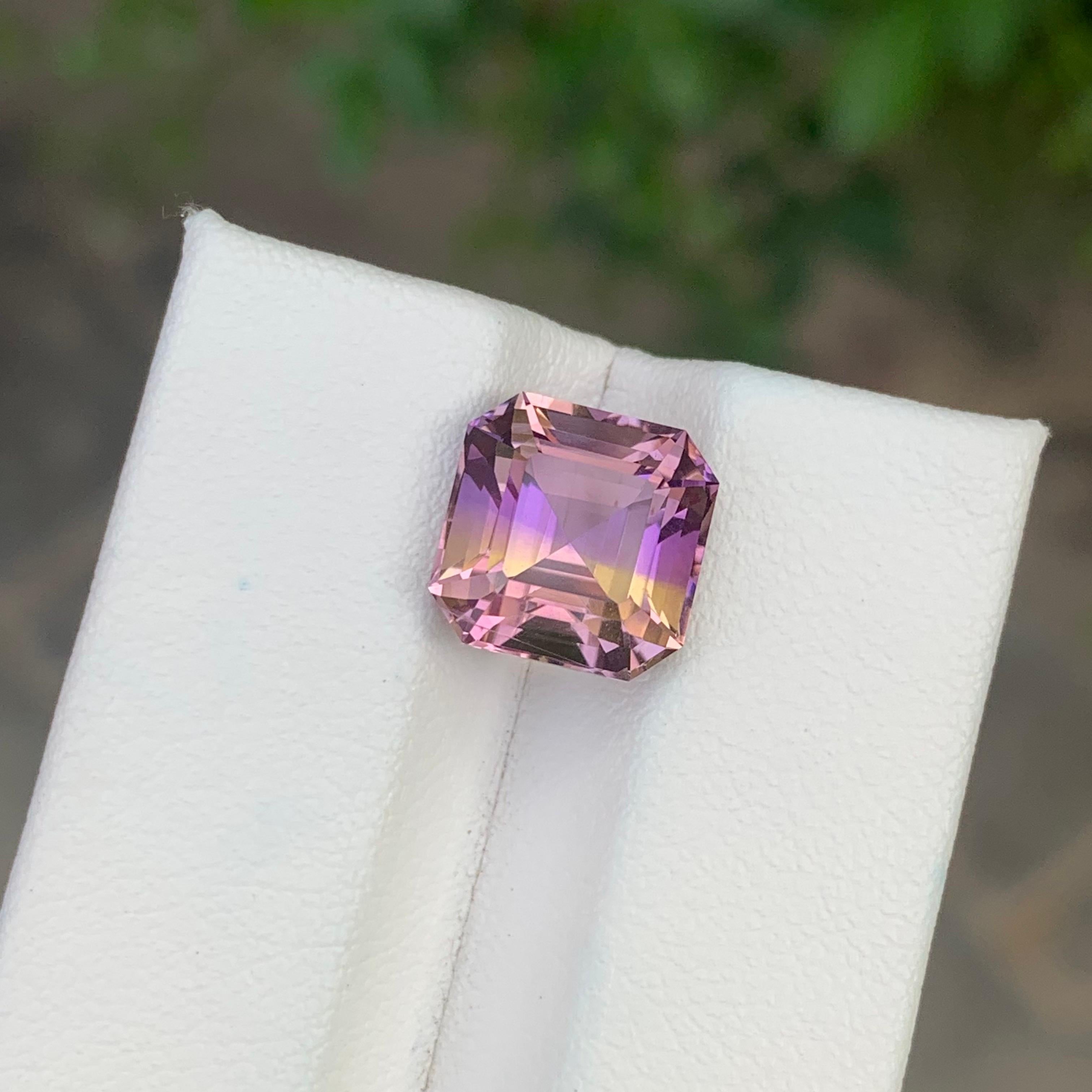 4.85 Carat Natural Loose Ametrine Square Shape Bolivian Gemstone In New Condition For Sale In Peshawar, PK