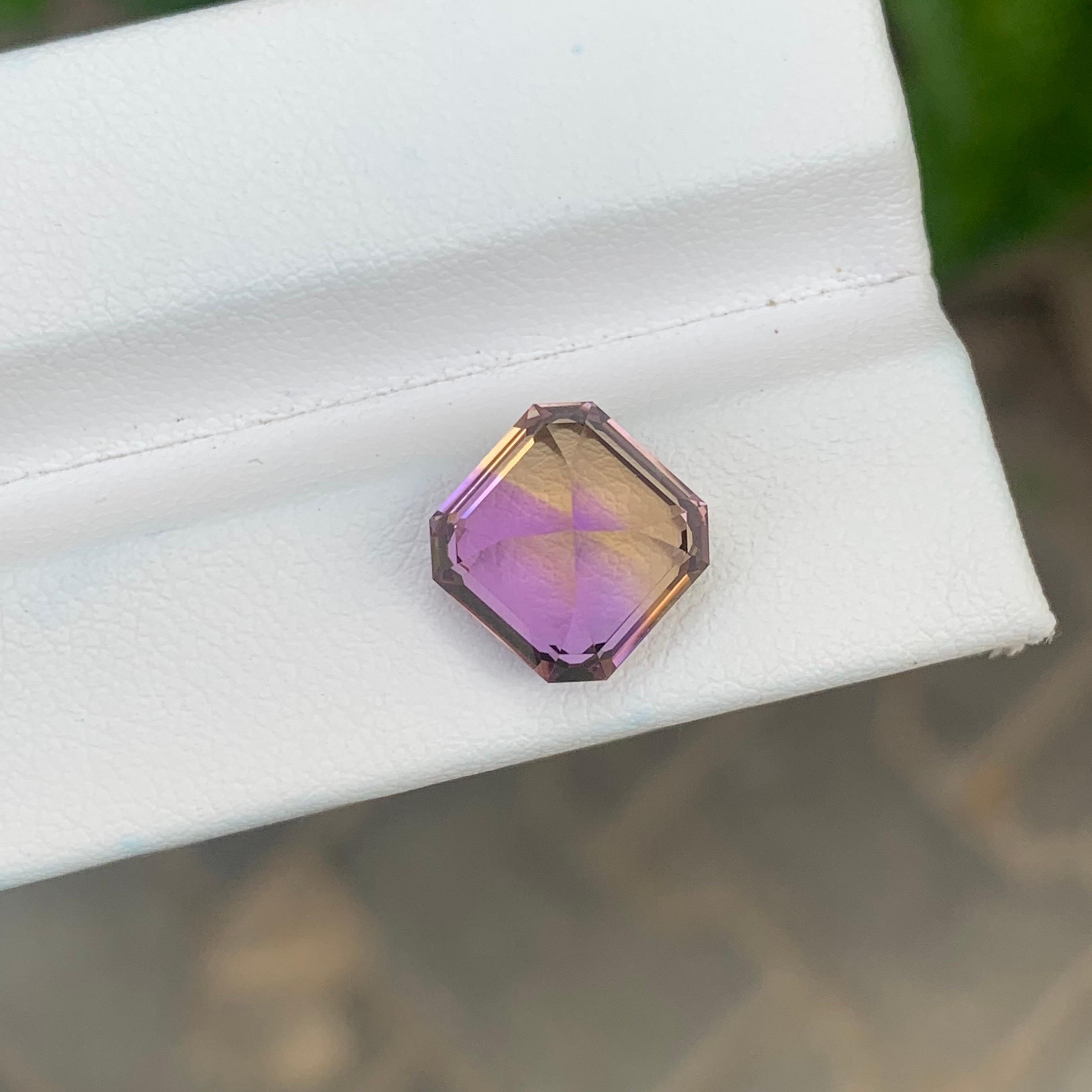 Women's or Men's 4.85 Carat Natural Loose Ametrine Square Shape Bolivian Gemstone For Sale