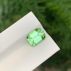4.85 Carat Natural Loose Apple Green Peridot Asscher Shape Gem