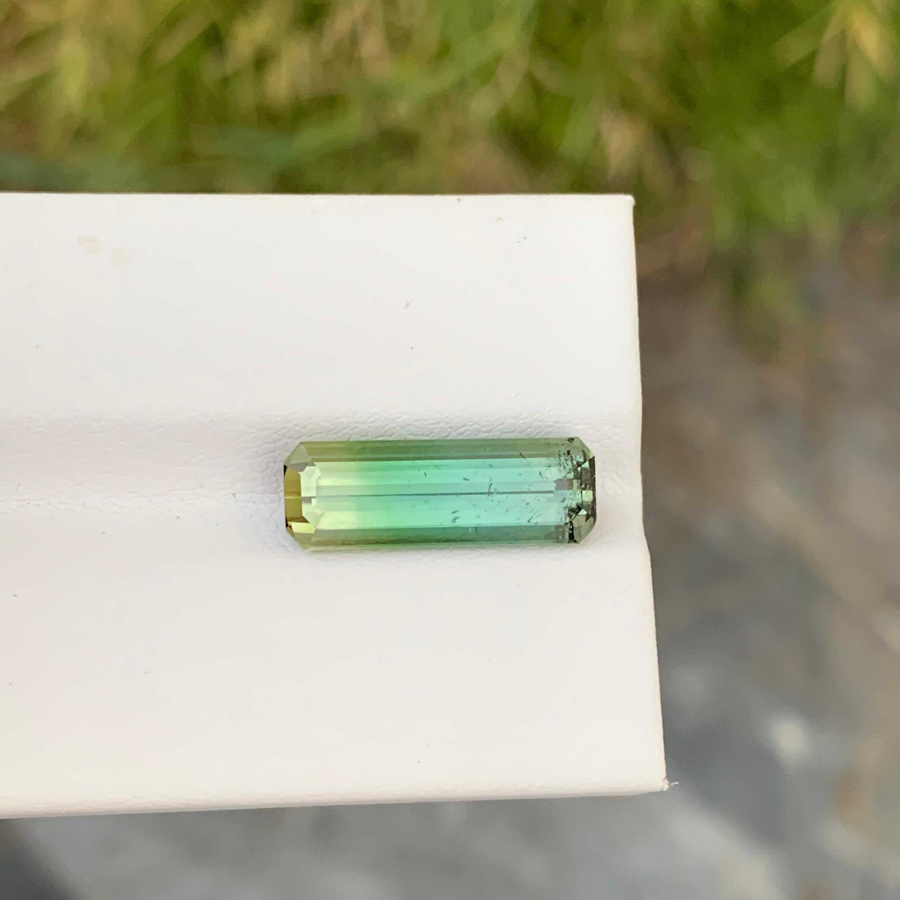 Arts and Crafts 4.85 Carat Natural Loose Bi Colour Tourmaline Emerald Shape Gem For Jewellery  For Sale