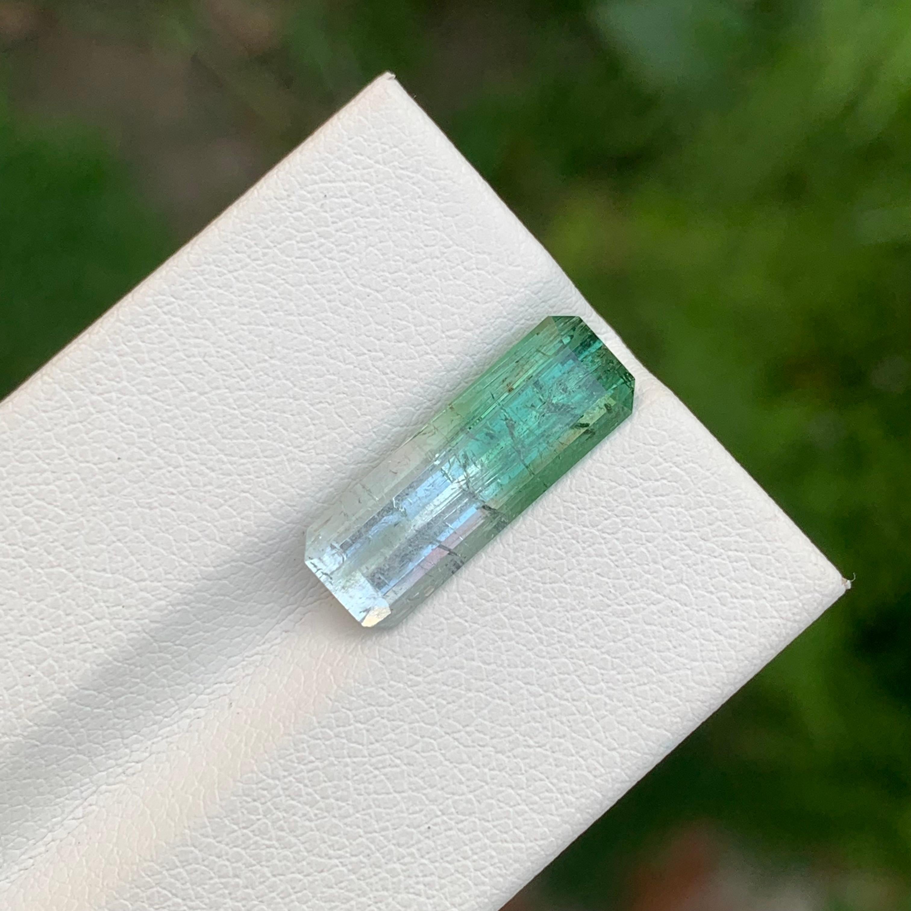 4.85 Carat Natural Loose Bi Colour Tourmaline Long Emerald Shape Gem For Sale 5