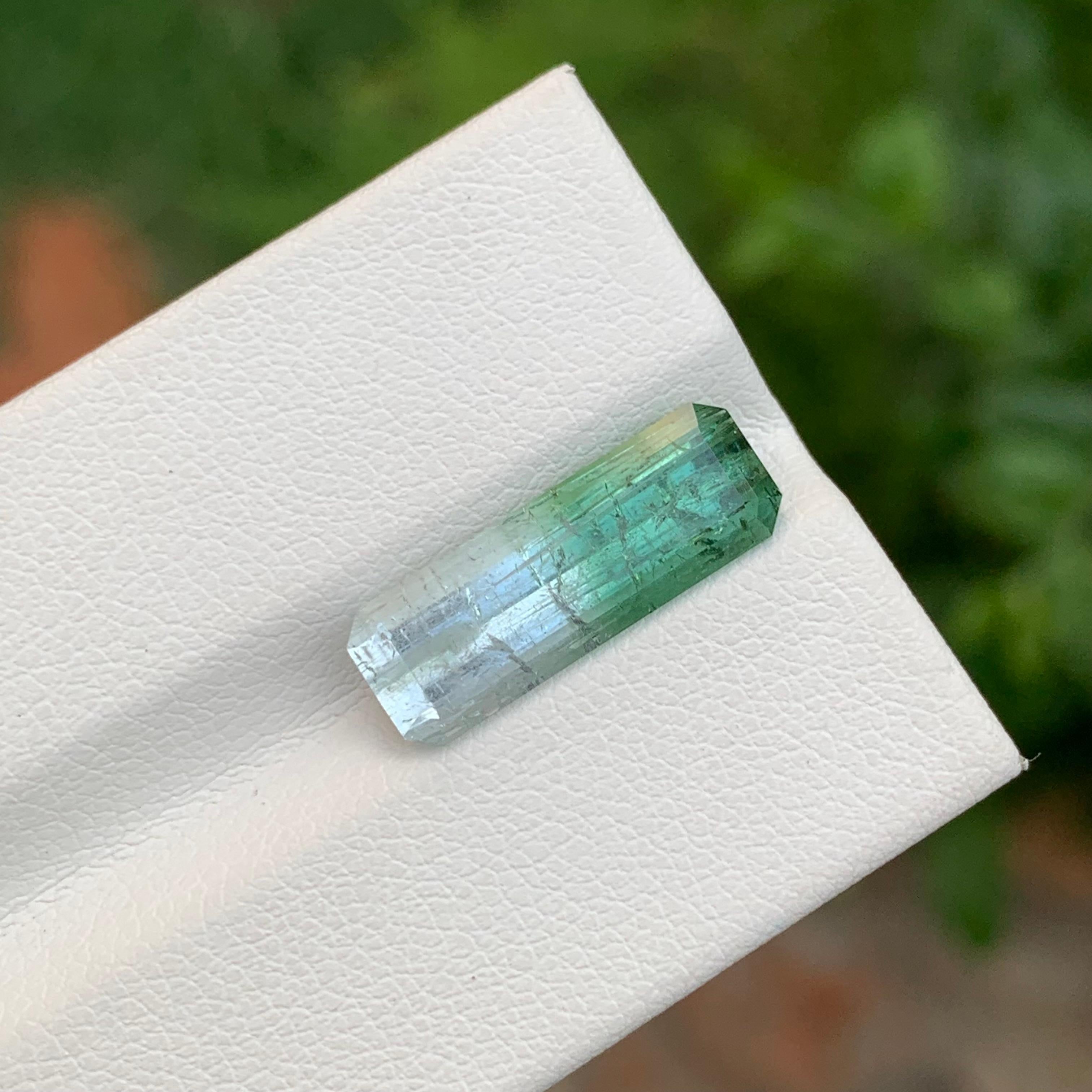 Emerald Cut 4.85 Carat Natural Loose Bi Colour Tourmaline Long Emerald Shape Gem For Sale
