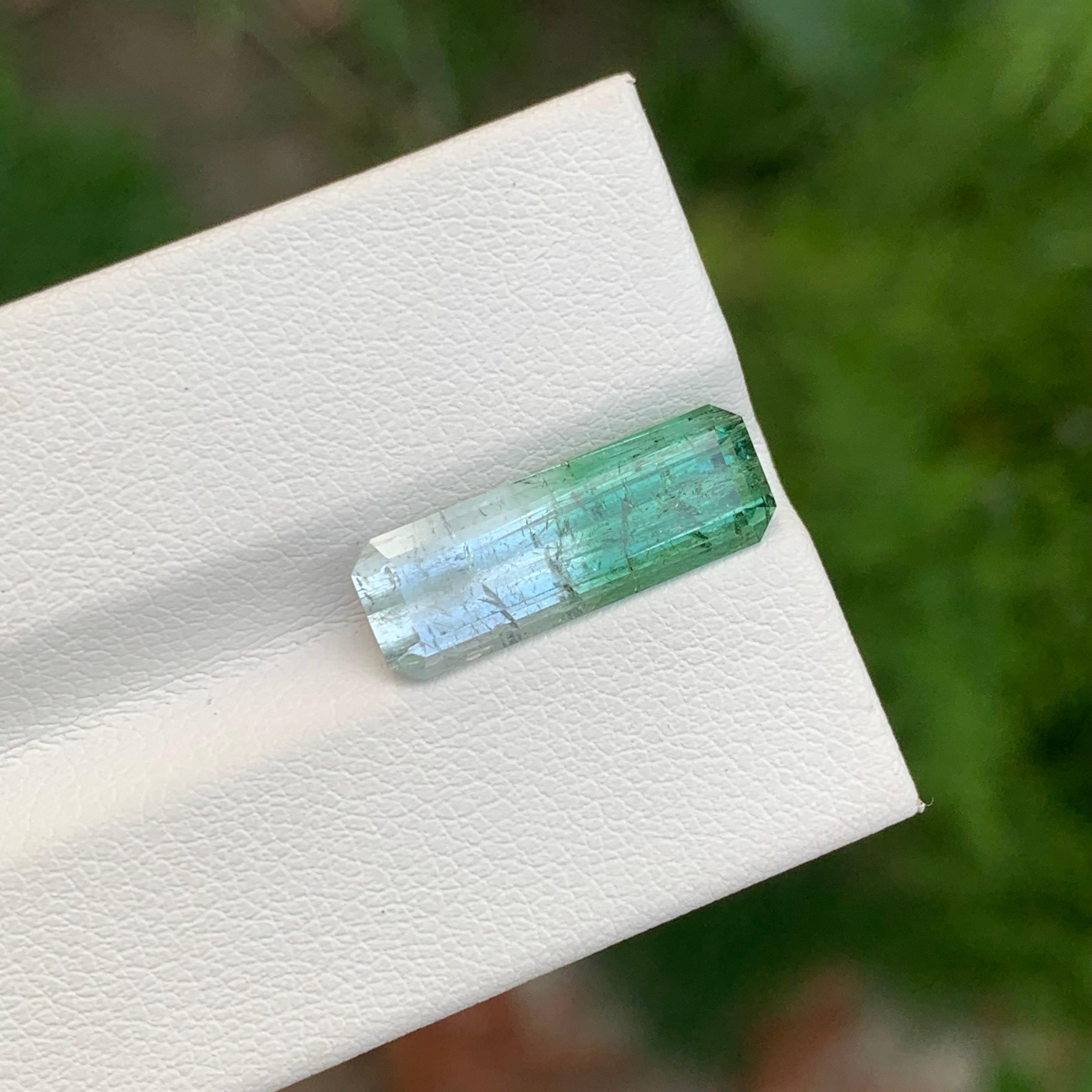 4.85 Carat Natural Loose Bi Colour Tourmaline Long Emerald Shape Gem For Sale 3