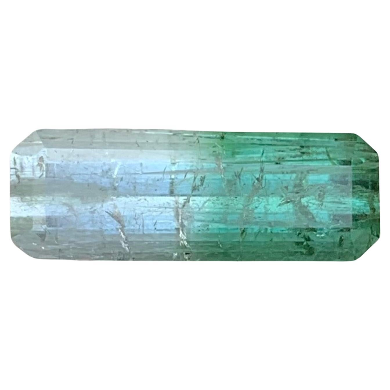 4.85 Carat Natural Loose Bi Colour Tourmaline Long Emerald Shape Gem For Sale