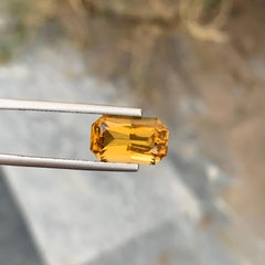 4.85 Carat Natural Loose Citrine Emerald Shape Gem From Brazilian Mine