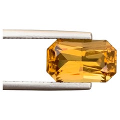 4.85 Carat Natural Loose Citrine Emerald Shape Gem From Brazilian Mine