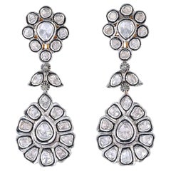 4.85 Carat Rose Cut Diamond Earrings