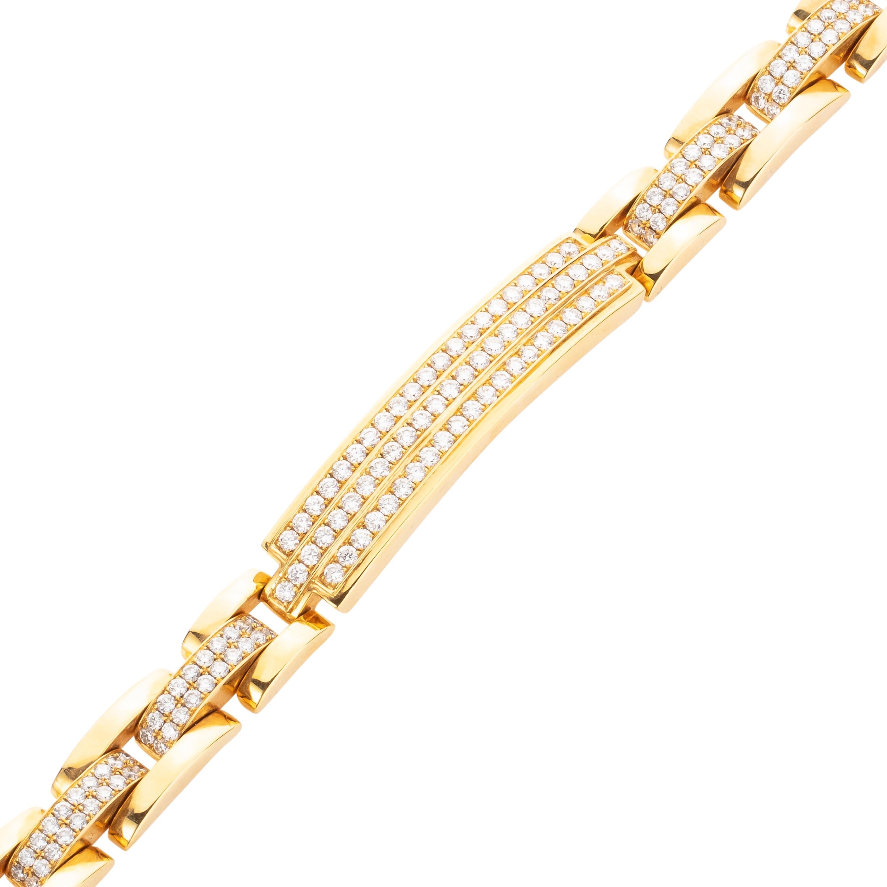 Round Cut 4.85 Carat Round Diamond 18 Karat Yellow Gold Link Bracelet For Sale