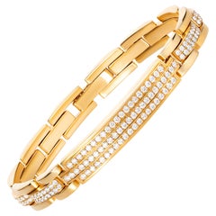 4.85 Carat Round Diamond 18 Karat Yellow Gold Link Bracelet