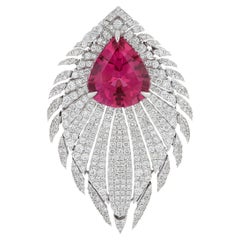 4,85 Karat Rubellit & Diamant-Anhänger aus 18 Karat Weißgold mit Anhänger für Party-Schmuck