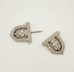 4.85 Carats Diamond Platinum Brooch/Shoe Clips Anna Thompson Dodge, Circa 1920