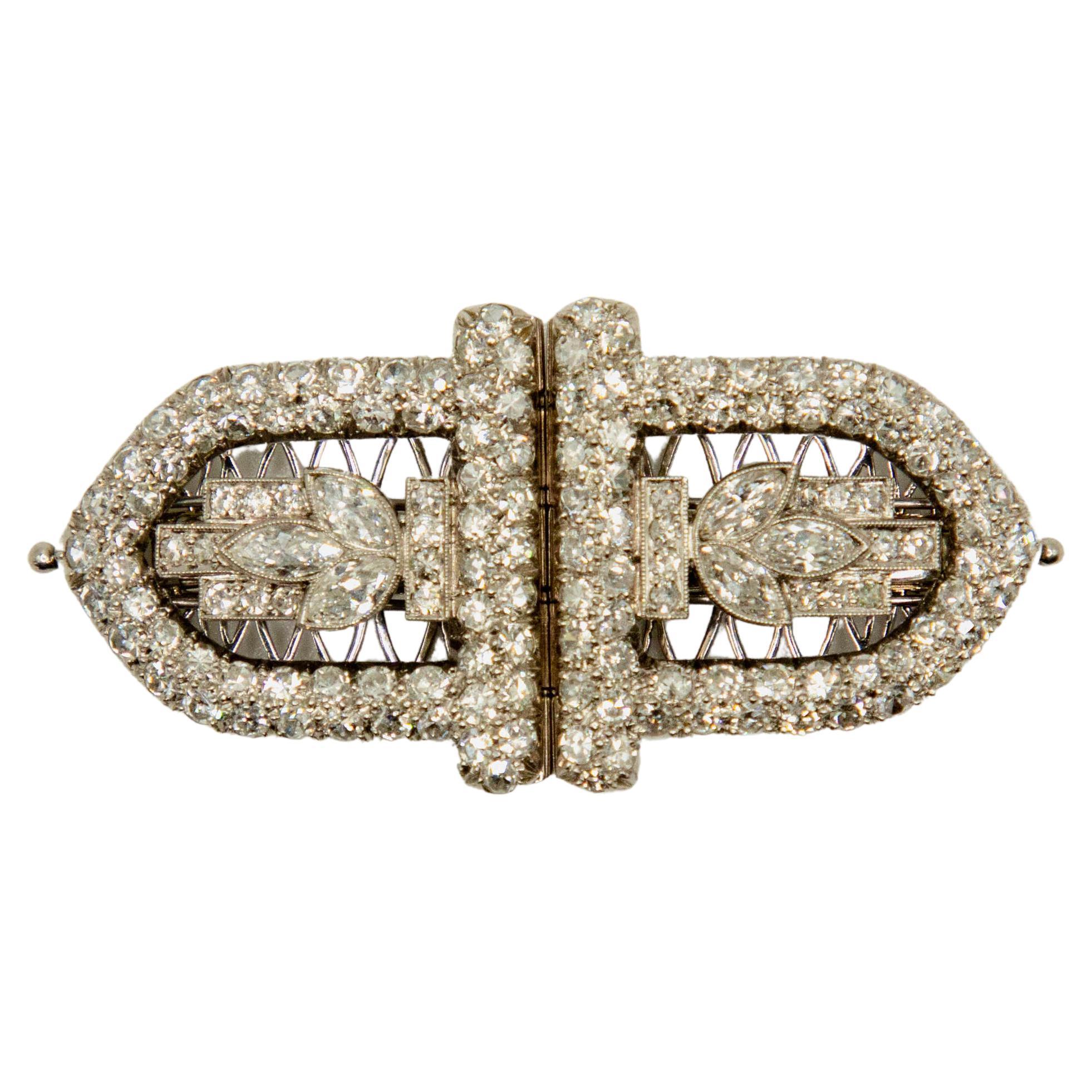 4,85 Karat Diamant-Platin-Brosche/Schuhspange Anna Thompson Dodge, um 1920