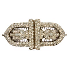 Antique 4.85 Carats Diamond Platinum Brooch/Shoe Clips Anna Thompson Dodge, Circa 1920