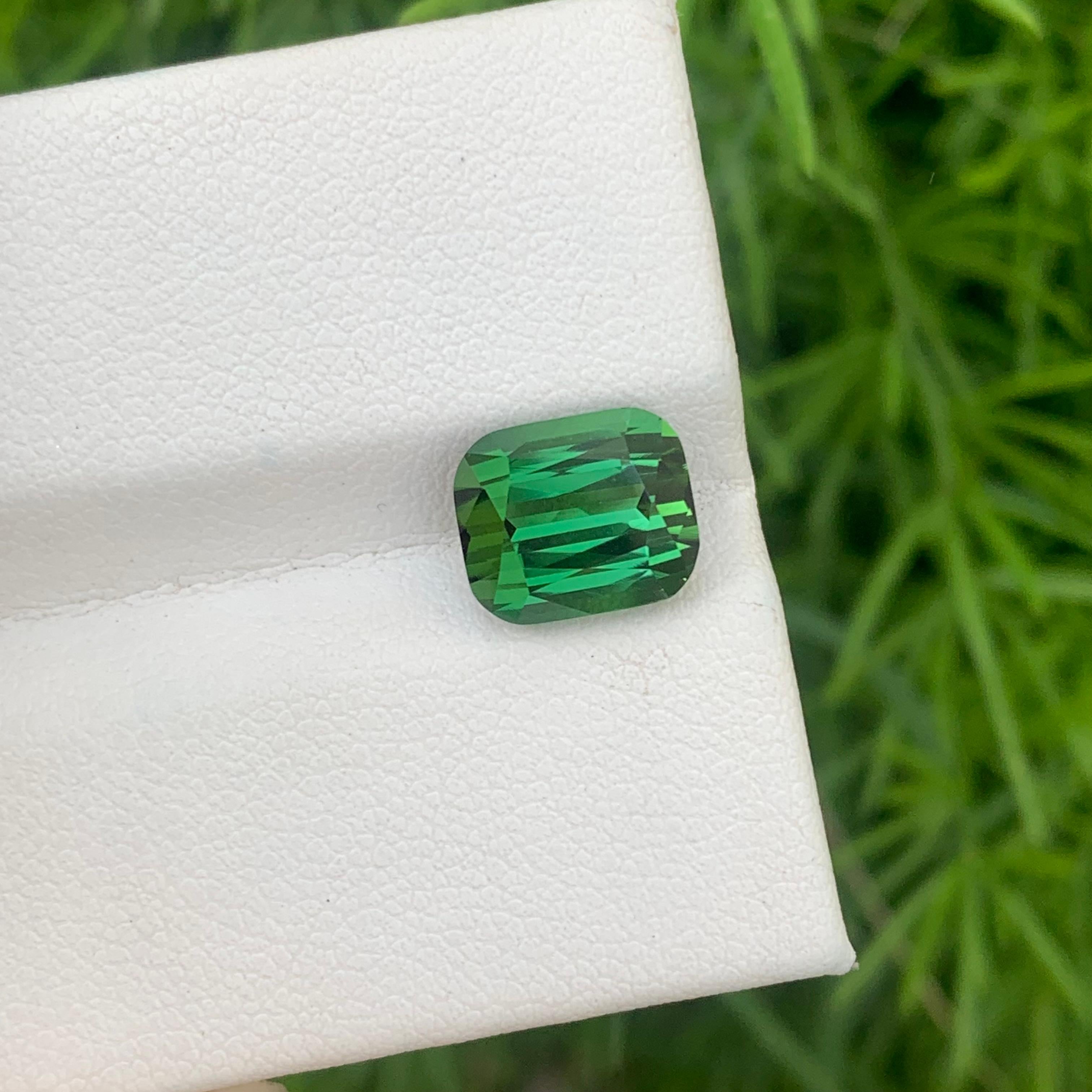 4.85 Carats Natural Loose Green Tourmaline With Lagoon Shade Cushion Ring Gem For Sale 6