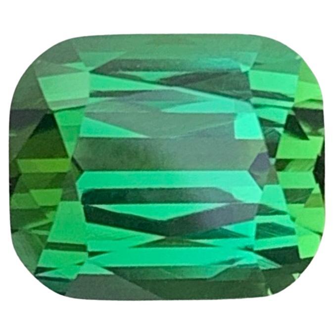 4.85 Carats Natural Loose Green Tourmaline With Lagoon Shade Cushion Ring Gem For Sale