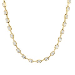 4.85ct Emerald Cut Diamond Bezel Set Necklace