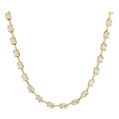 4.85ct Emerald Cut Diamond Bezel Set Necklace