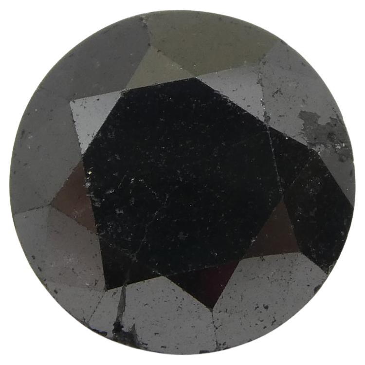 4.85ct Round Brilliant Cut Black Diamond  For Sale