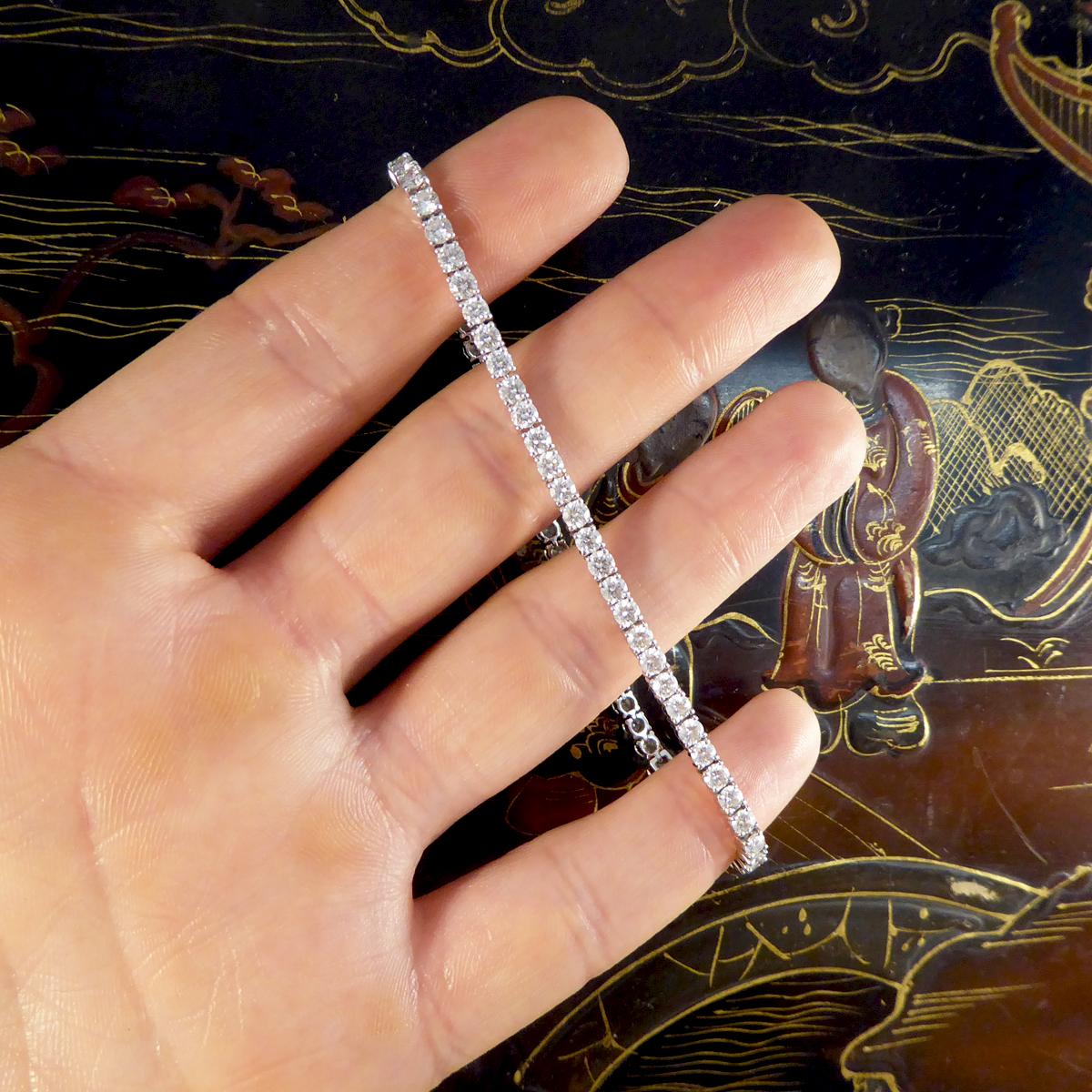 Round Cut 4.85ct Round Brilliant Cut Diamond Tennis Bracelet Set in 18ct White Gold
