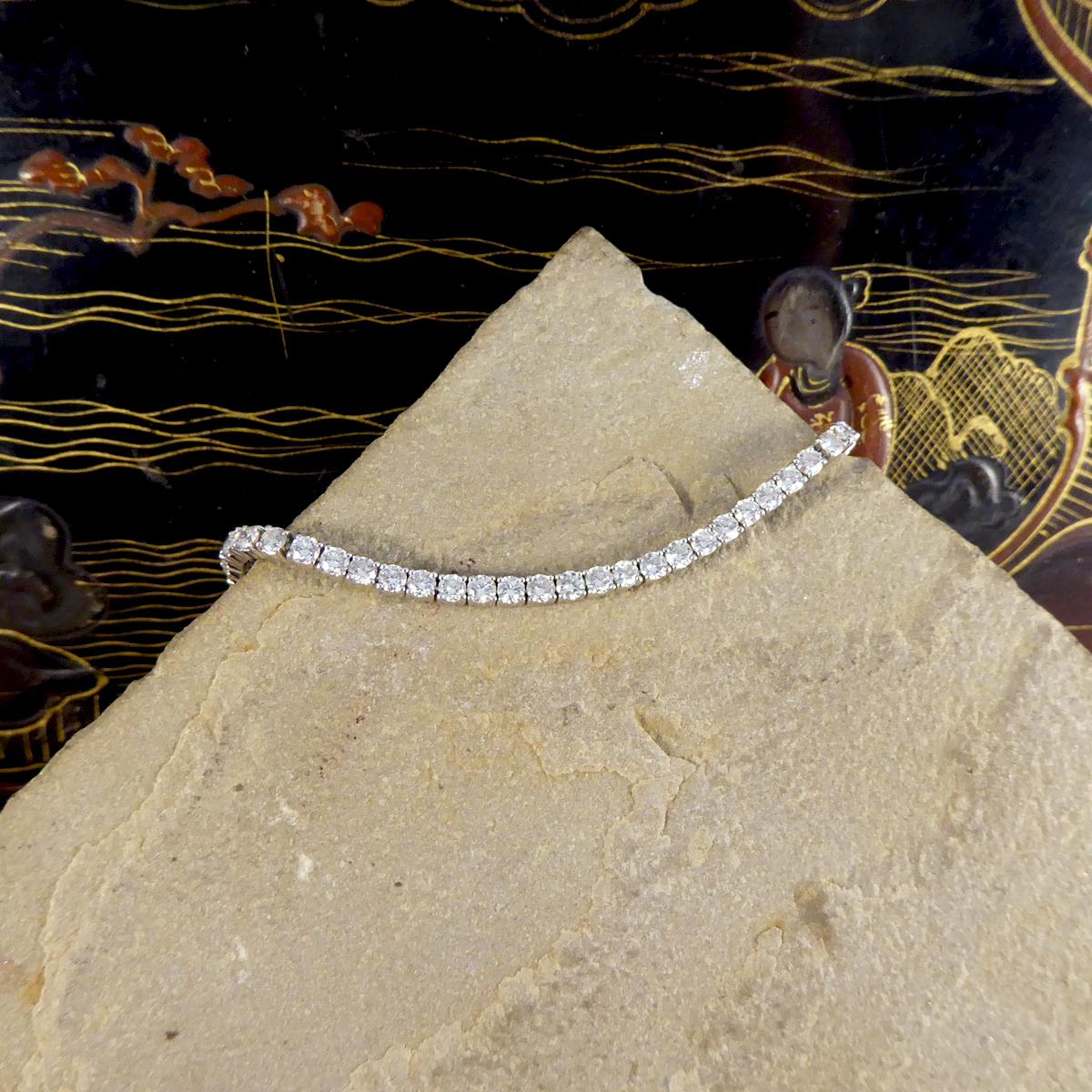 4.85ct Round Brilliant Cut Diamond Tennis Bracelet Set in 18ct White Gold 2