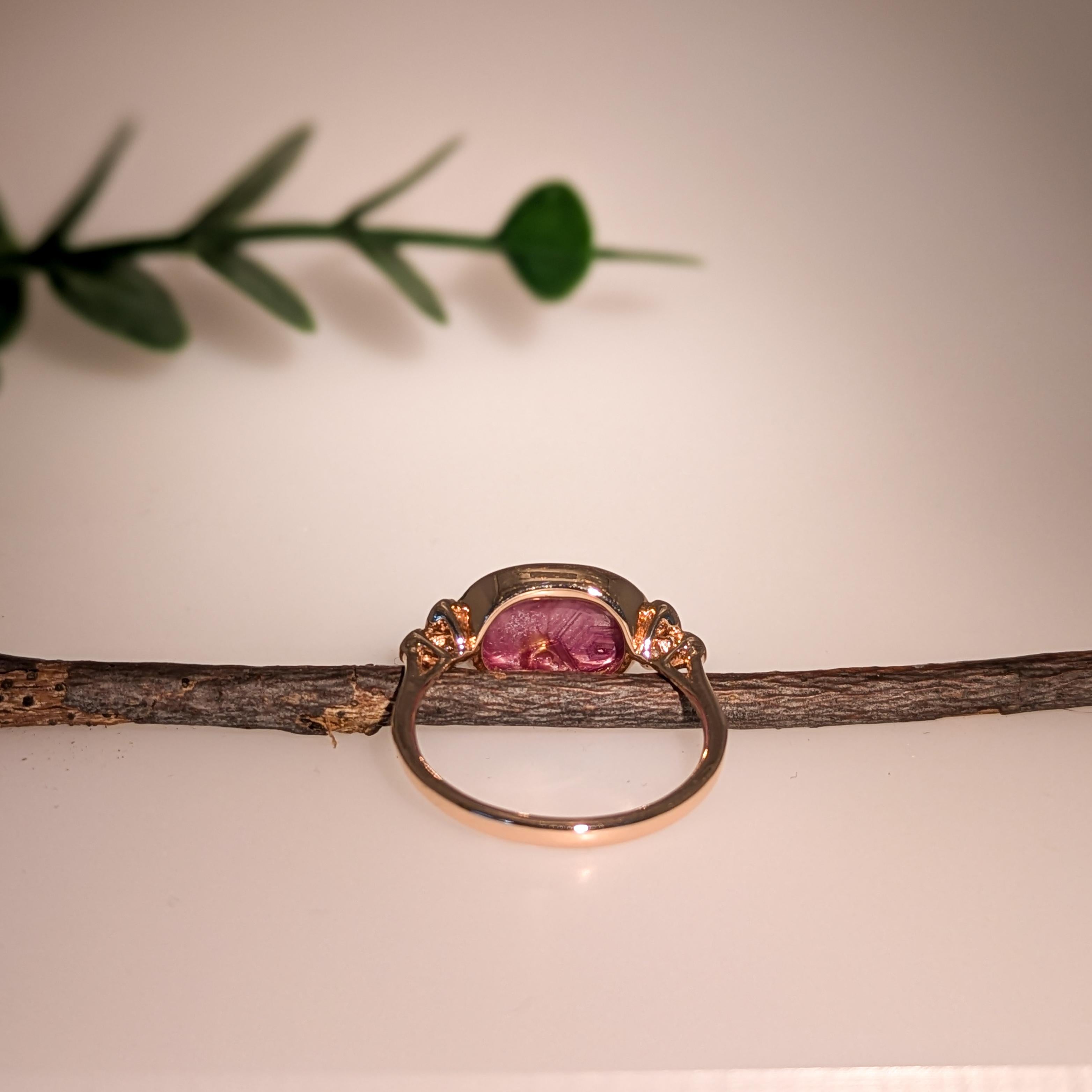 4.85ct Star Ruby Ring w Diamond Accents in Solid 14K Yellow Gold  OV 11.5x8.5mm 1