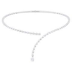 4.86 Carat Pear Shape Natural Diamond Choker Lariat Necklace in 14K White Gold
