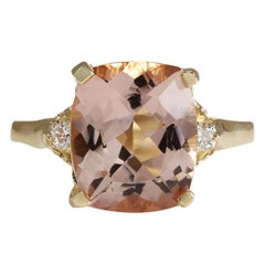 Natural Morganite Diamond Ring In 14 Karat Yellow Gold