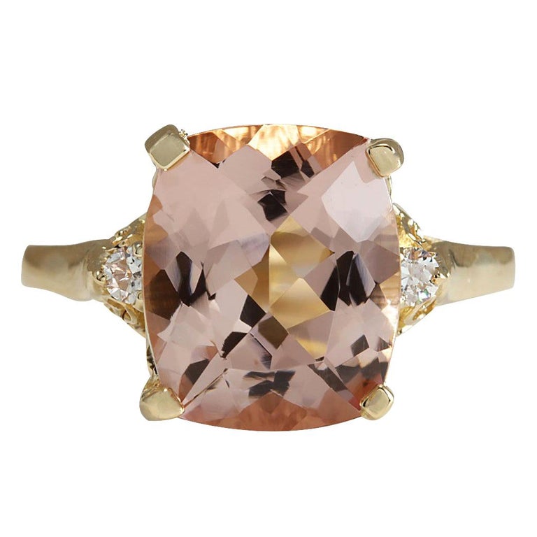 4.86 Carat Natural Morganite 18 Karat Yellow Gold Diamond Ring For Sale ...