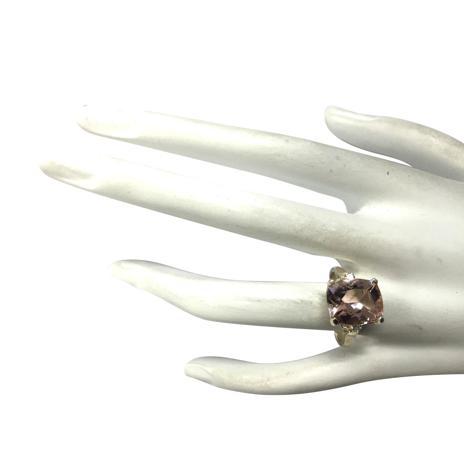Women's Natural Morganite Diamond Ring In 14 Karat Yellow Gold  For Sale