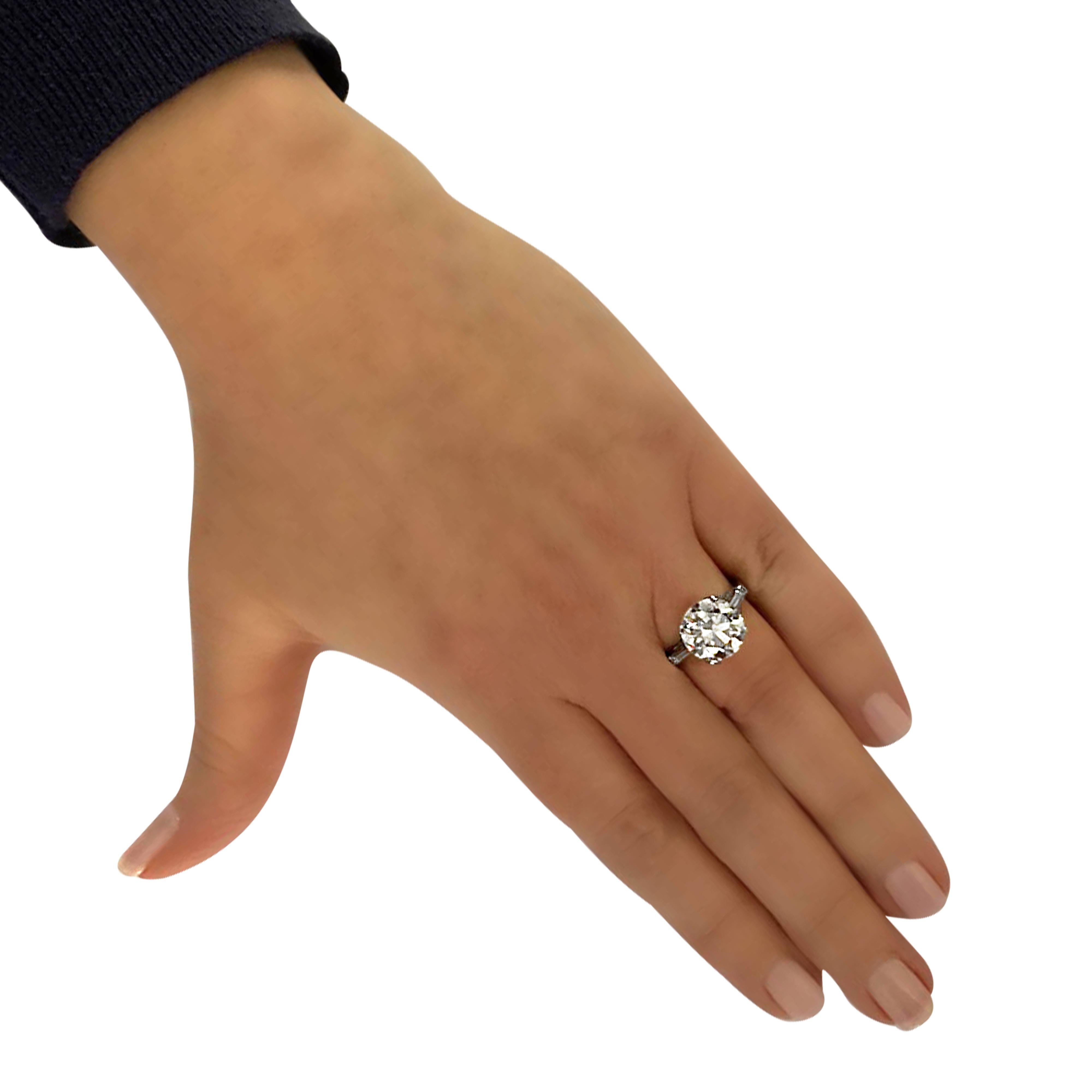 4.86 Carat Old European Cut Diamond Engagement Ring In Good Condition In Miami, FL