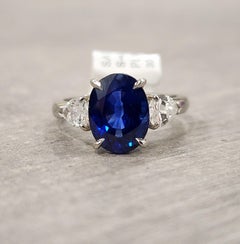 Ring mit 4,86 Karat GIA-zertifiziertem natürlichem Saphir und Diamant