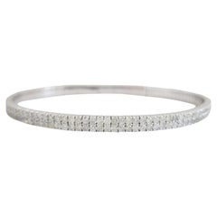 4.87 Carat Double Row Flexible Bangle White Gold 14 Karat Bracelet