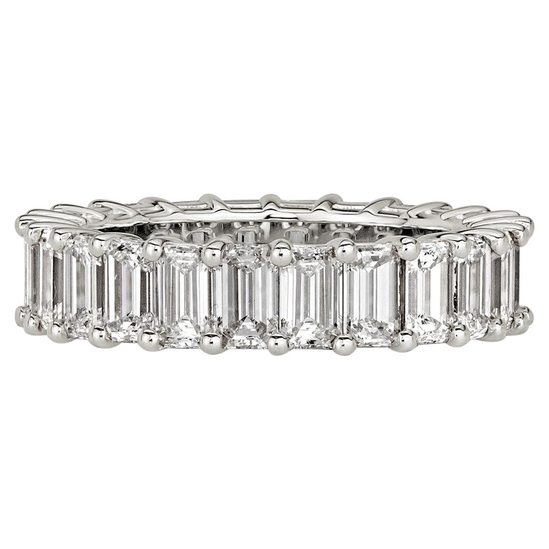4.87 Carat Emerald Cut Eternity Band in 18 Karat White Gold For Sale