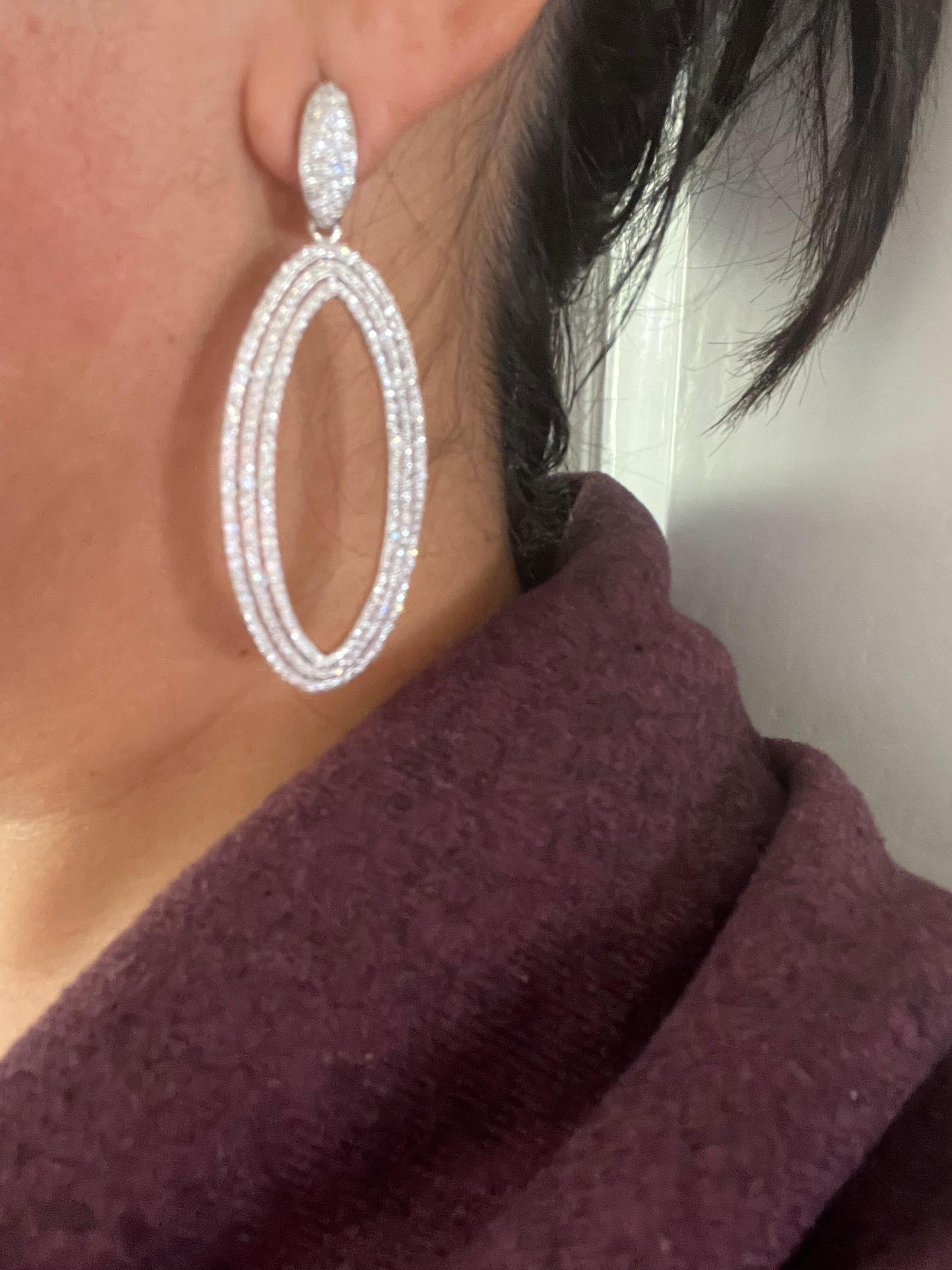 4.87 Carat Natural Diamond White Gold Cocktail Earrings 1