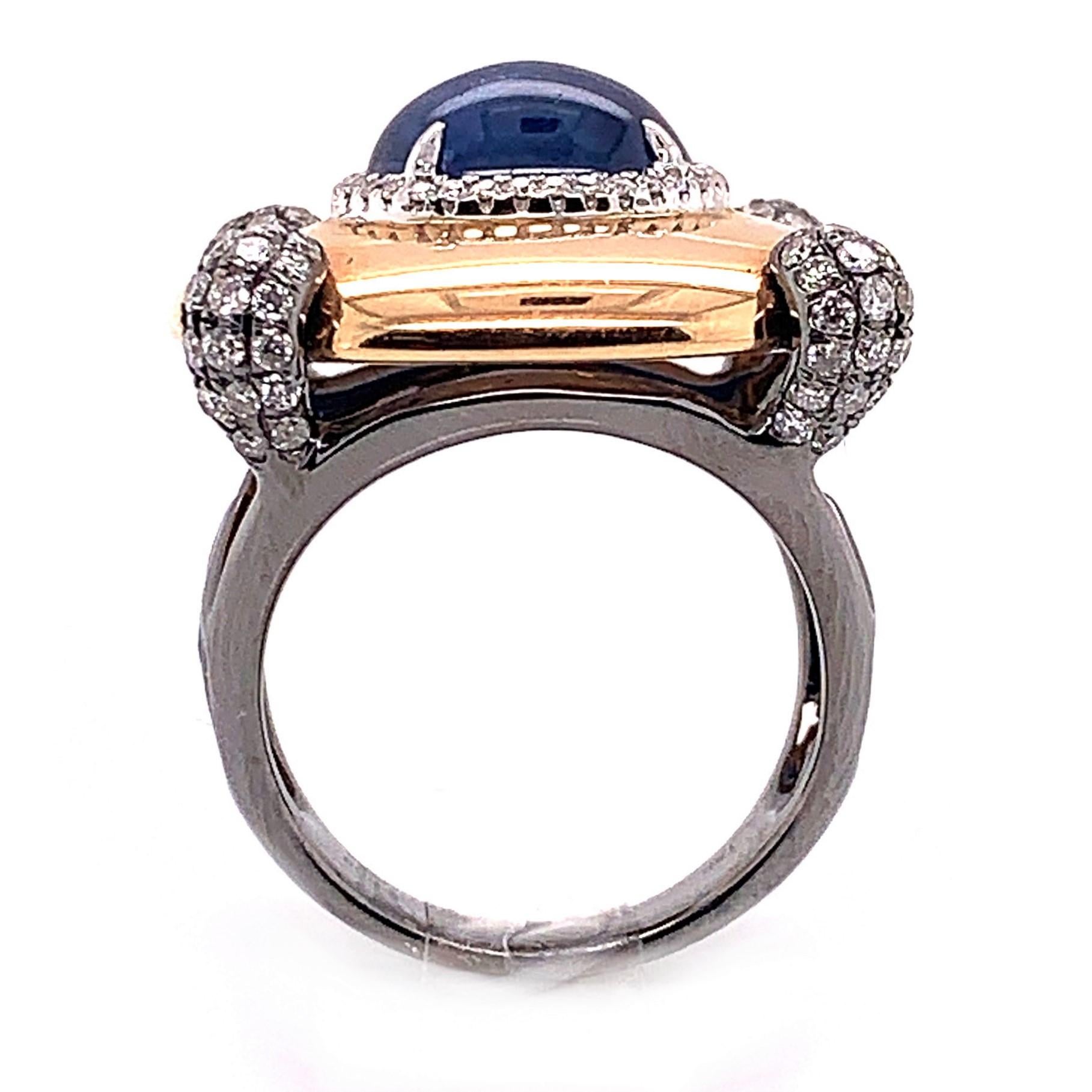 Women's or Men's 4.87 Carat Oval Blue Sapphire and Diamond Ring