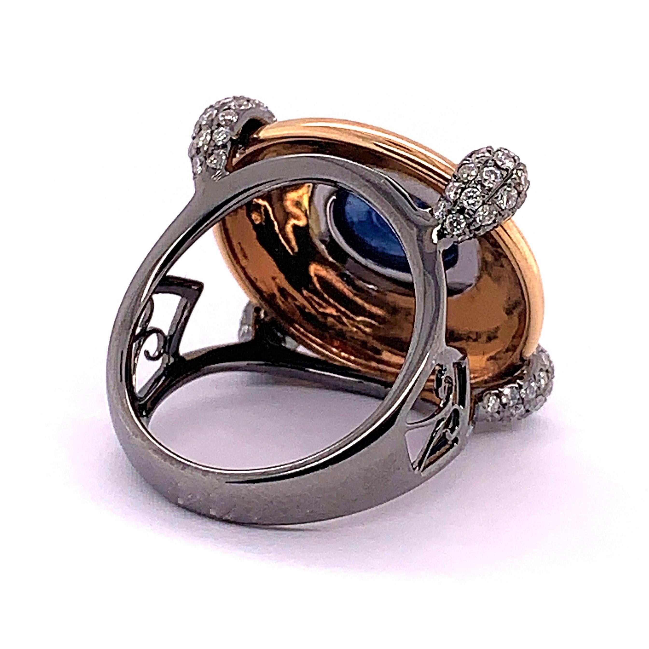 4.87 Carat Oval Blue Sapphire and Diamond Ring 1