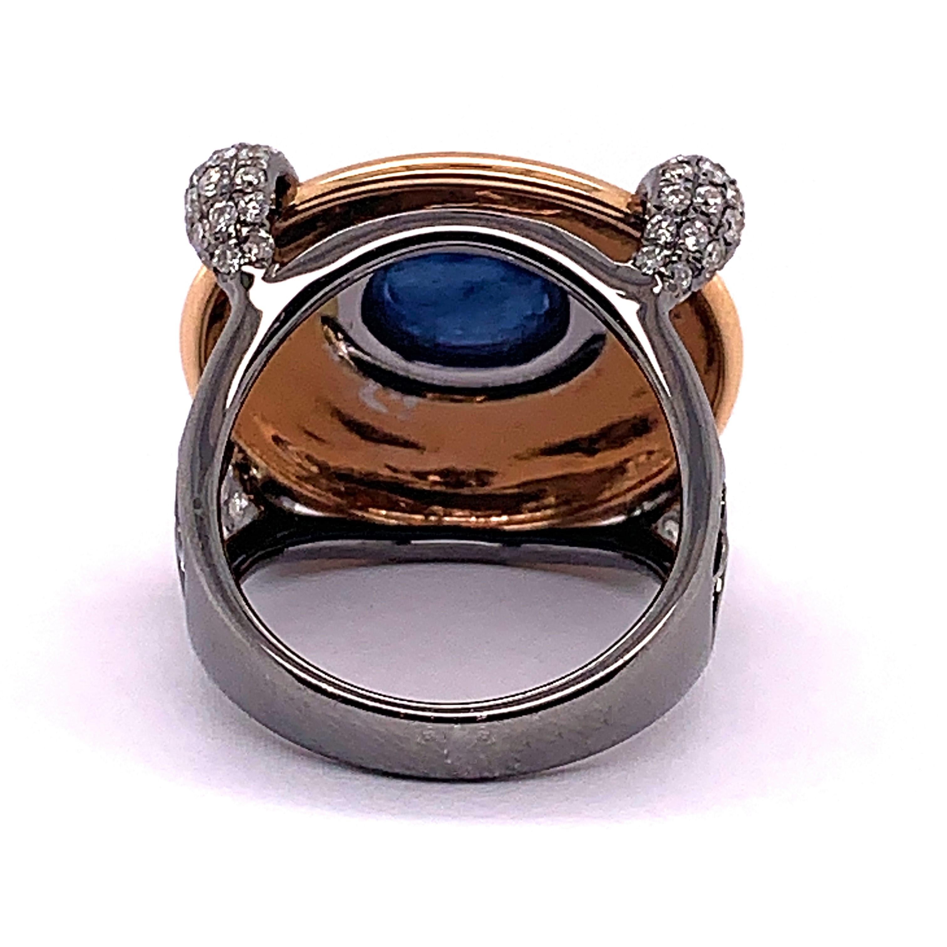 4.87 Carat Oval Blue Sapphire and Diamond Ring 2