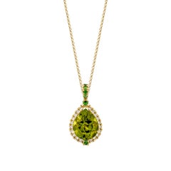 Sunita Nahata Peridot 4.87ct. Pendant in 18KYG with Tsavorite & Diamond.