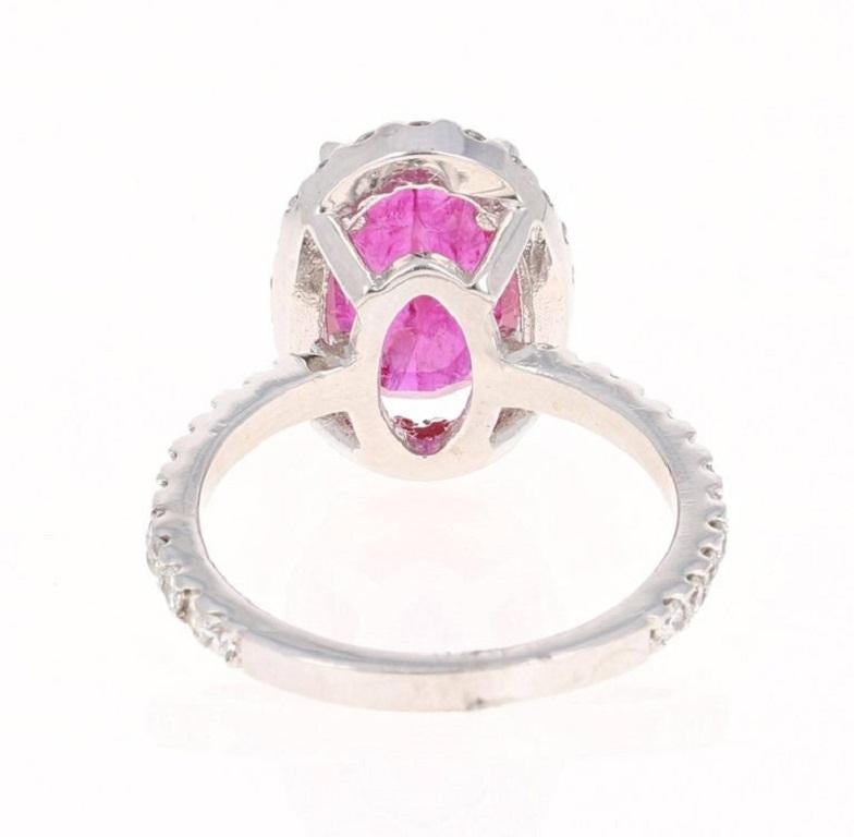 Contemporary 4.87 Ruby Diamond 14 Karat White Gold Engagement GIA Certified Ring
