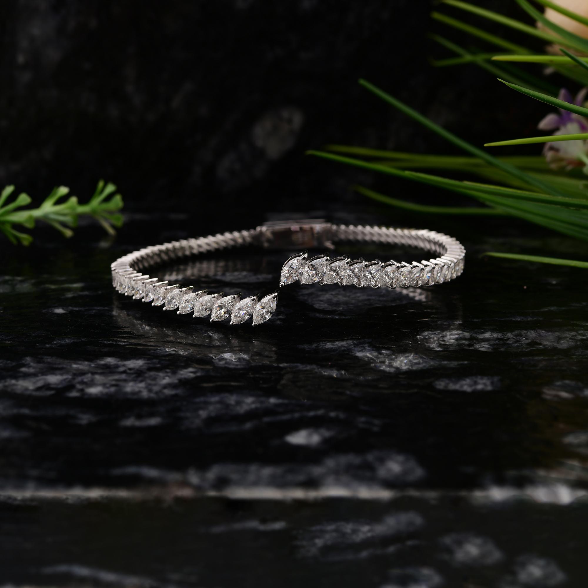 Marquise Cut 4.87 Carat SI/H Marquise Diamond 14 Karat White Gold Cuff Bangle Bracelet For Sale