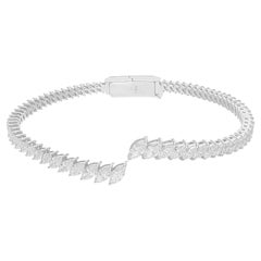 4.87 Carat SI/H Marquise Diamond 14 Karat White Gold Cuff Bangle Bracelet