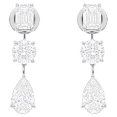 Orecchini con diamanti a forma multipla da 4,87 carati SI/H Oro bianco 18 carati