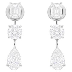 Pendientes colgantes de diamantes multiforma SI/H de 4,87 quilates y oro blanco de 18 quilates