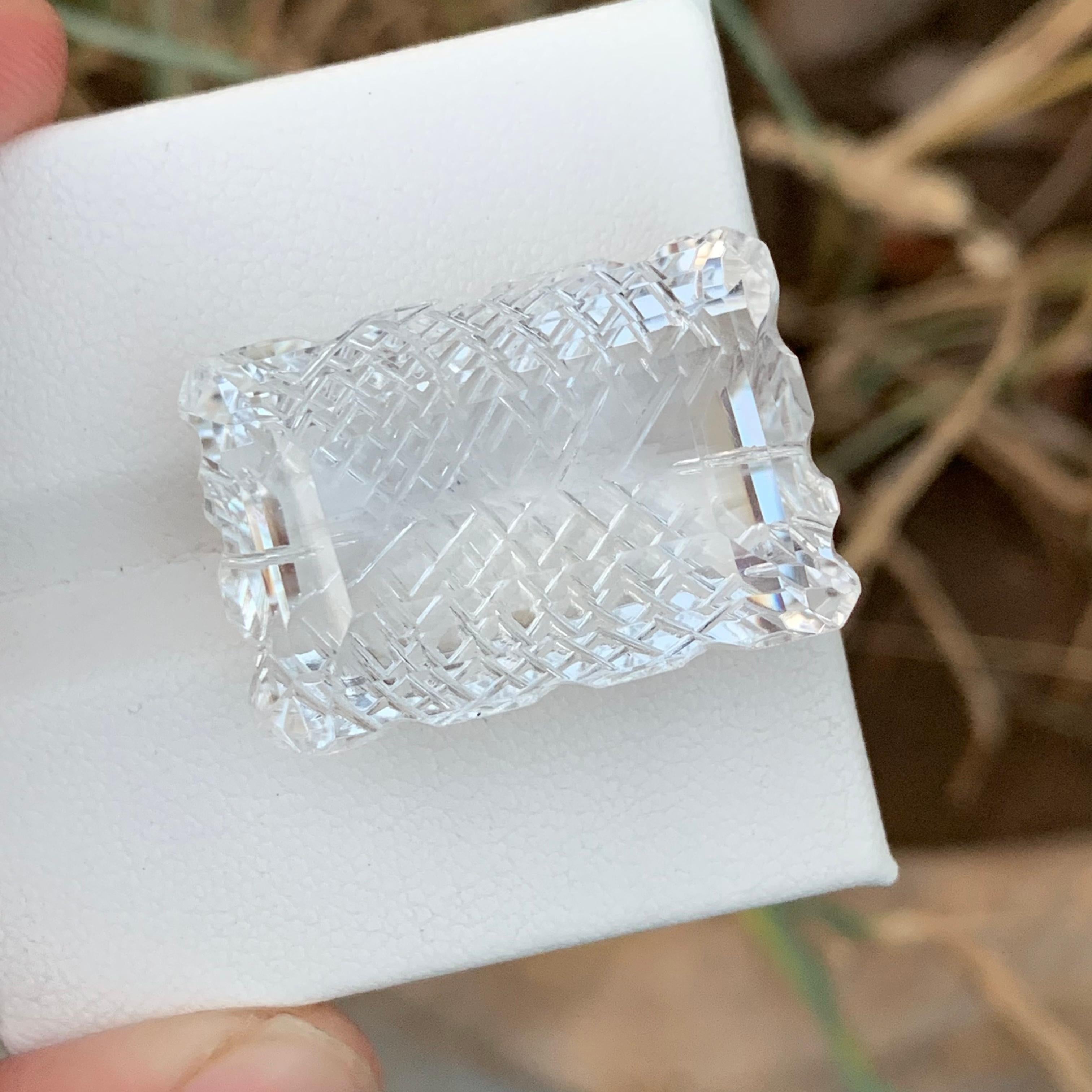 48.70 Carat Natural Loose Clear Crystal Quartz Carving For Necklace Jewelry  For Sale 4