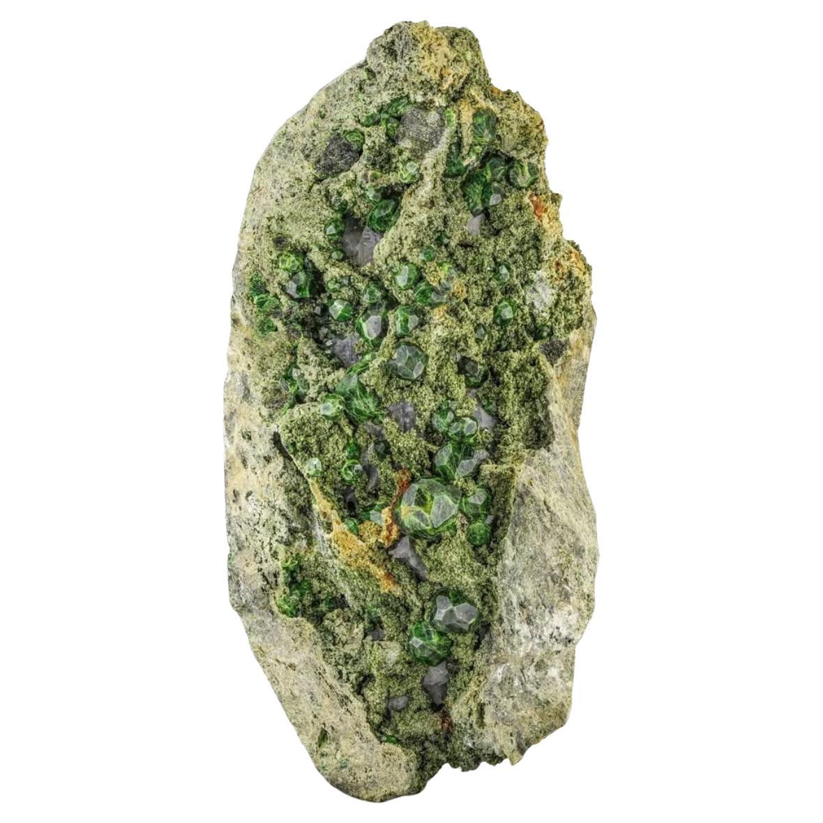 4873 Grams Green Isolated Demantoid Garnet Crystals On Calcite From Iran