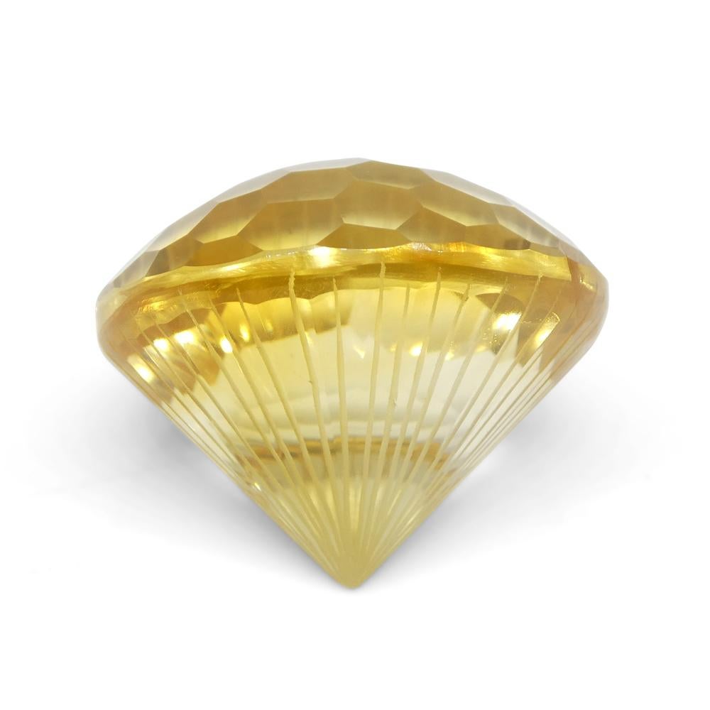 Women's or Men's 48.77ct Round Yellow Honeycomb Starburst Citrine from Brazil For Sale