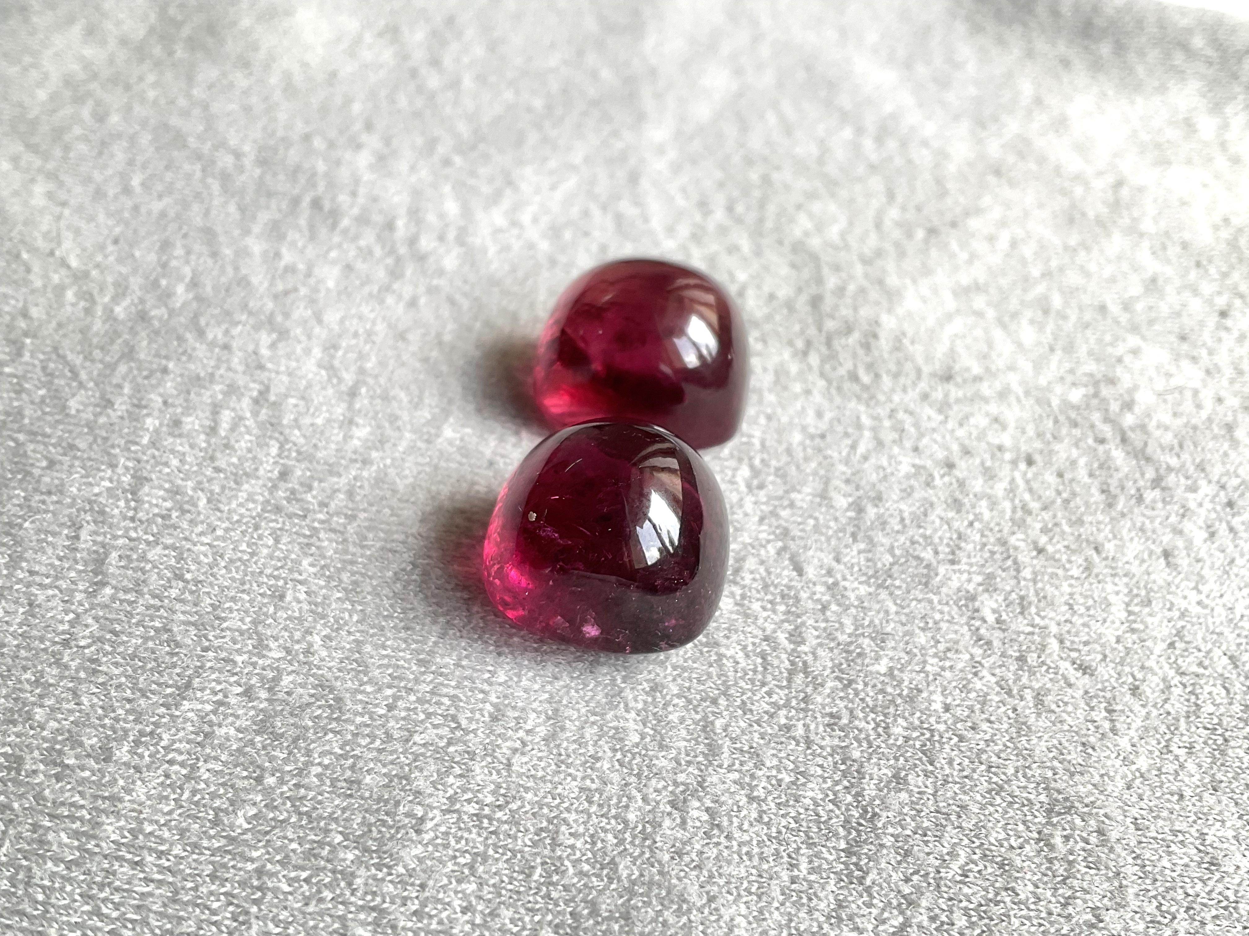 48.78 Carats Top Quality Rubellite Tourmaline Cushion 2 Pieces Natural Gemstone In New Condition For Sale In Jaipur, RJ