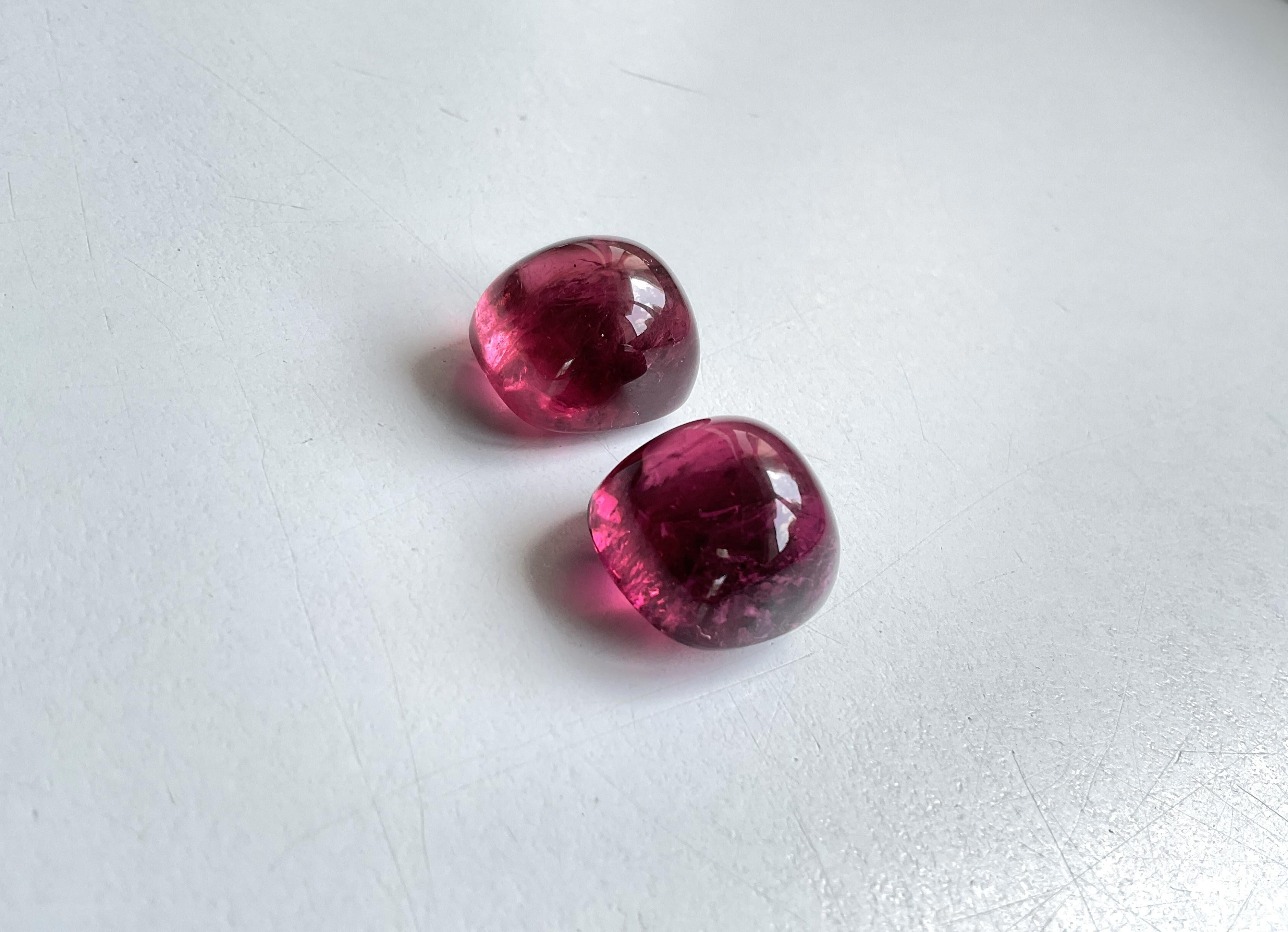 48.78 Carats Top Quality Rubellite Tourmaline Cushion 2 Pieces Natural Gemstone For Sale 1